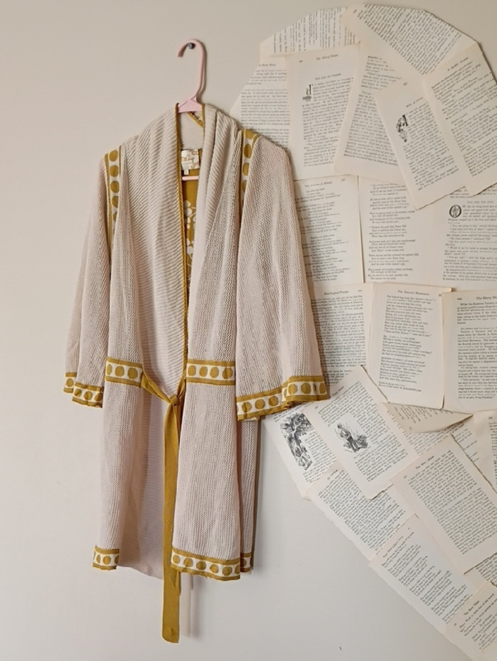 Anthropologie Lia Molly Cream Gold Floral Cardigan